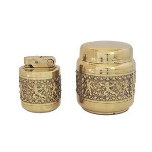 Erhard & Söhne Mid-Century Brass Table Lighter & Cigarette Dispenser German